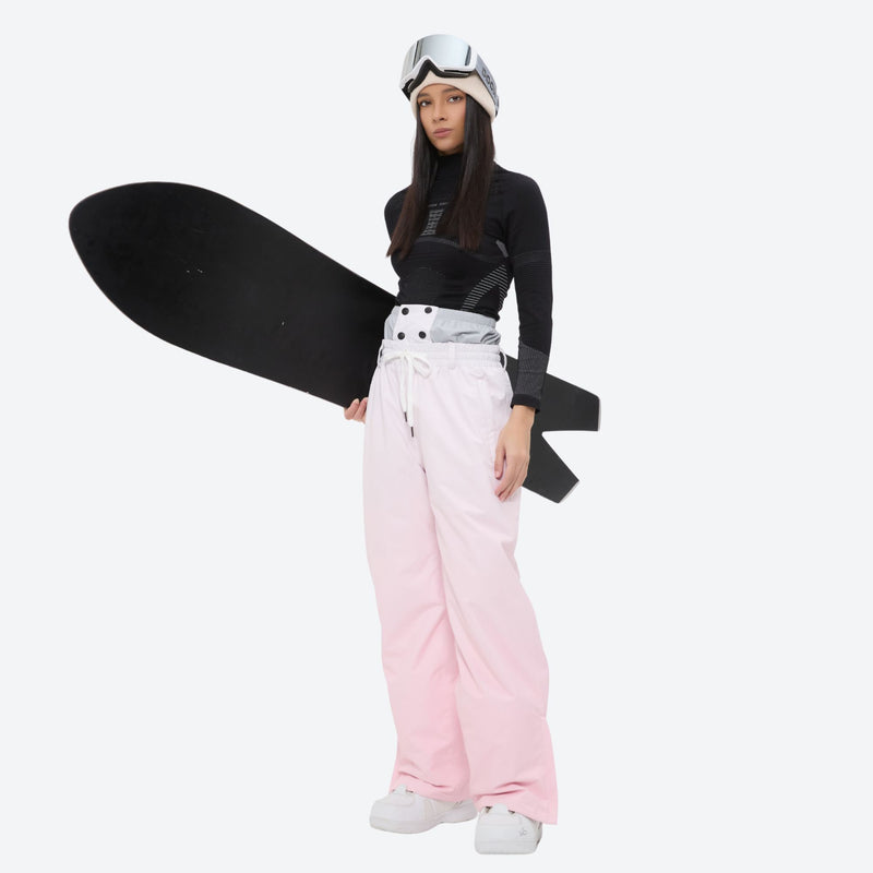 Women's waterproof 3L snow jacket and pants series - light pink snow pants, for resort and backcountry days