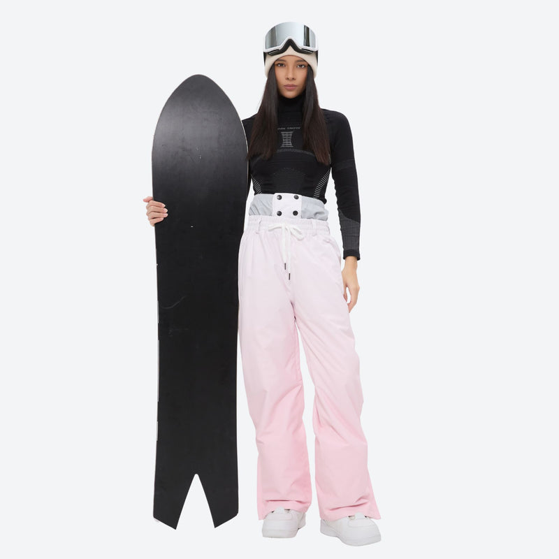 Women's 3-layer snowboard jacket and pants - light pink snow pants, for skiing and snowboarding