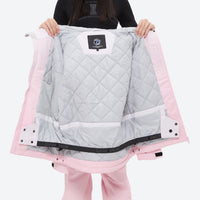 
                  
                    Women's waterproof 3L snow jacket and pants series - light pink, for powder and piste riding
                  
                