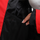 Men's 3L waterproof suspender snow pants - red, interior lining close-up with hand, for cold-weather winter sports