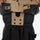 Kids breathable snowboard jacket and bib pants set - tan jacket with black pants, snow gaiters keep snow out