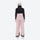 Insulated bib snow pants for women - pink bib pants, on-model back view, for deep powder winter days