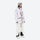 Women's adjustable ski pants with suspenders - white marble print jacket with white pants, for resort and backcountry days