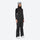 Women's adjustable ski pants with suspenders - black bib pants, on-model front view, for skiing and snowboarding