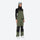 Women's 3L waterproof suspender snow pants - olive green bib pants, on-model front view, for skiing and snowboarding
