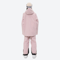 
                  
                    Women's 3L waterproof suspender snow pants - pink, on-model back hood view, for cold-weather winter sports
                  
                