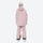 Women's 3L waterproof suspender snow pants - pink, on-model back hood view, for cold-weather winter sports