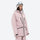 Women's 3L waterproof suspender snow pants - pink, on-model three-quarter front view, for cold-weather winter sports