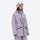 Women's adjustable ski pants with suspenders - lavender, on-model three-quarter front view, for resort and backcountry days