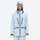Insulated bib snow pants for women - ice blue, on-model front view, for skiing and snowboarding