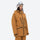 Insulated bib snow pants for women - mustard amber, on-model three-quarter front view, for resort and backcountry days