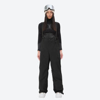 
                  
                    Women's 3L waterproof suspender snow pants - black bib pants, on-model front view, for skiing and snowboarding
                  
                