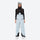 Women's 3L waterproof suspender snow pants - ice blue bib pants, on-model front view, for deep powder winter days