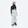 Insulated bib snow pants for women - ice blue bib pants, on-model front view, for cold-weather winter sports