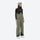 Insulated bib snow pants for women - olive green bib pants, on-model front view, for cold-weather winter sports