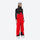 Women's 3L waterproof suspender snow pants - red bib pants, on-model front view, for resort and backcountry days
