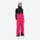Insulated bib snow pants for women - magenta bib pants, on-model front view, for cold-weather winter sports