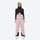 Women's 3L waterproof suspender snow pants - pink bib pants, on-model front view, for deep powder winter days
