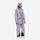 Women's 3L waterproof suspender snow pants - lavender, on-model three-quarter front view, for resort and backcountry days