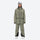 Women's adjustable ski pants with suspenders - olive green, on-model front view, for skiing and snowboarding