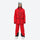 Insulated bib snow pants for women - red, on-model front view, for deep powder winter days