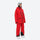 Women's adjustable ski pants with suspenders - red, on-model three-quarter front view, for cold-weather winter sports