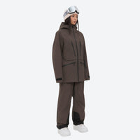
                  
                    Women's adjustable ski pants with suspenders - coffee brown, for cold-weather winter sports
                  
                