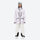 Insulated bib snow pants for women - white marble print jacket with white pants, for skiing and snowboarding