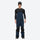 Men's adjustable ski pants with suspenders - navy bib pants with black knee patches, for cold-weather winter sports