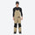 Insulated bib snow pants for men - tan bib pants with black knee patches, for resort and backcountry days