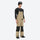 Men's adjustable ski pants with suspenders - tan bib pants with black knee patches, for deep powder winter days