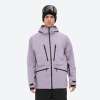 
                  
                    Men's 3L waterproof suspender snow pants - lavender, on-model front view, for cold-weather winter sports
                  
                