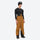 Men's adjustable ski pants with suspenders - amber tan bib pants, on-model side view, for skiing and snowboarding
