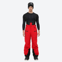 
                  
                    Men's adjustable ski pants with suspenders - red bib pants, on-model front view, for skiing and snowboarding
                  
                