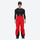 Men's adjustable ski pants with suspenders - red bib pants, on-model front view, for skiing and snowboarding