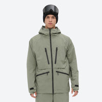 
                  
                    Insulated bib snow pants for men - sage green, on-model front view, for cold-weather winter sports
                  
                