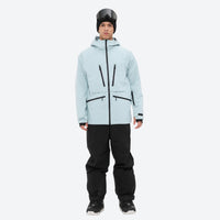 
                  
                    Men's adjustable ski pants with suspenders - ice blue jacket with black pants, for skiing and snowboarding
                  
                