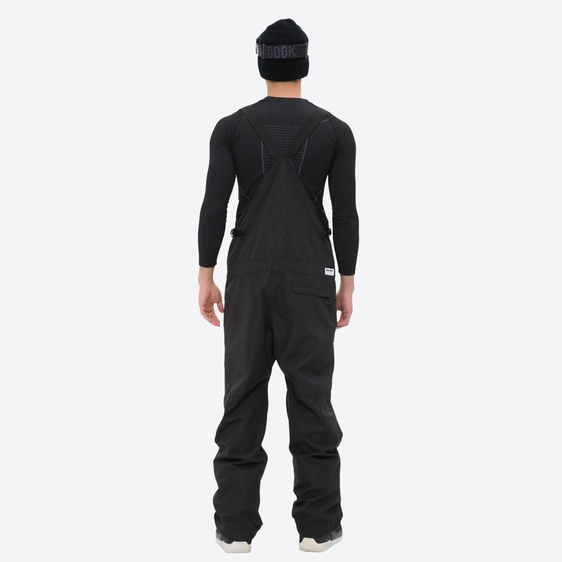 Men's 3L waterproof suspender snow pants - black bib pants, on-model back view, for skiing and snowboarding