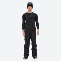 
                  
                    Men's 3L waterproof suspender snow pants - black bib pants, on-model front view, for deep powder winter days
                  
                