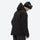 Men's adjustable ski pants with suspenders - black, on-model hood side view, for resort and backcountry days