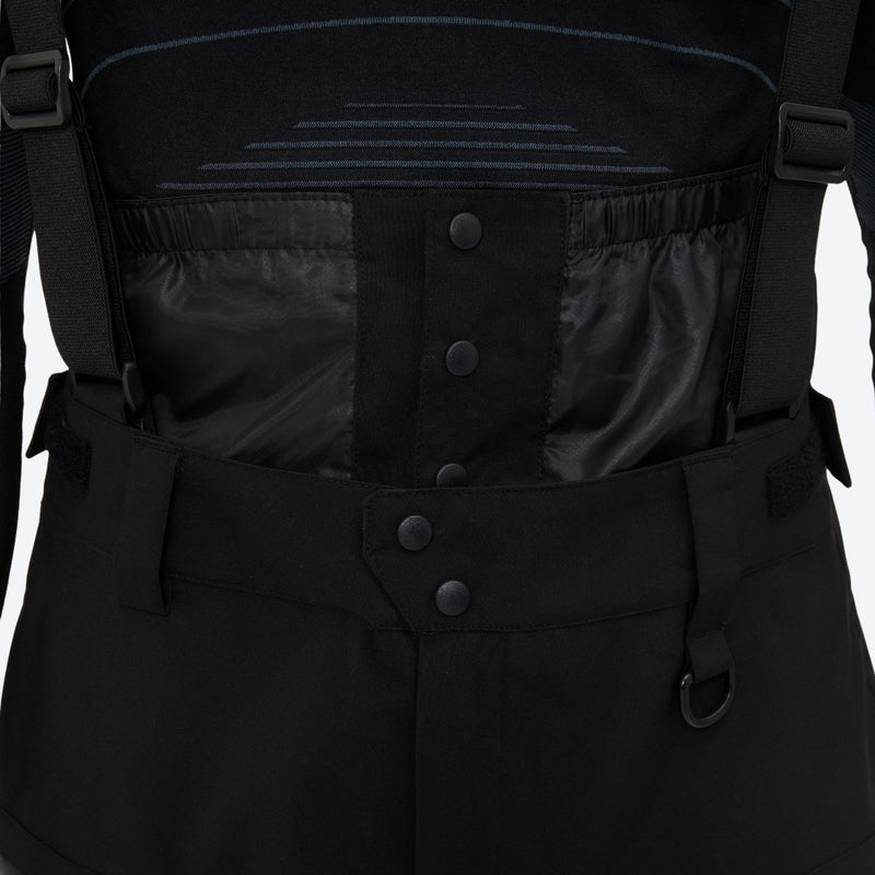 Men's 3L waterproof suspender snow pants - black bib pants, for resort and backcountry days