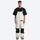Unisex bib snowboard pants with snow gaiters - white bib snow pants with black tee, for resort and backcountry days