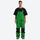 Unisex waterproof 3L bib snow pants - green bib snow pants with black tee, on-model front view, for skiing and snowboarding
