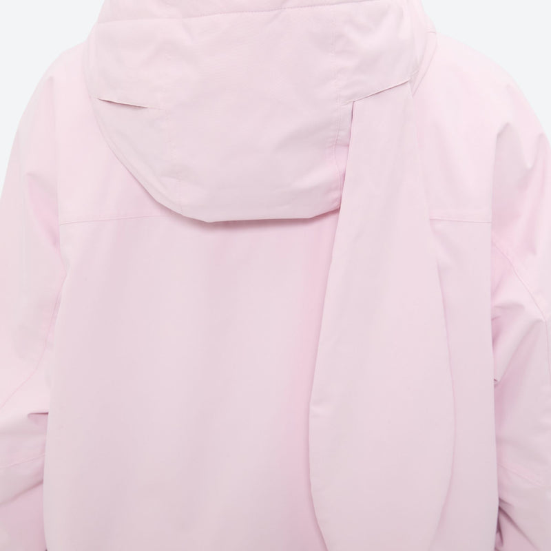 Women's quilted lining ski jacket with suspender bibs - light pink, for resort and street wear