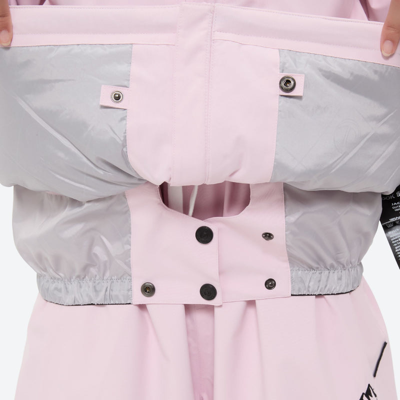 Women's waterproof 2L snow jacket and bib pants series - light pink, for resort and street wear