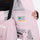 Women's 2-layer snowboard jacket and bibs - light pink, interior label close-up detail, for skiing and snowboarding