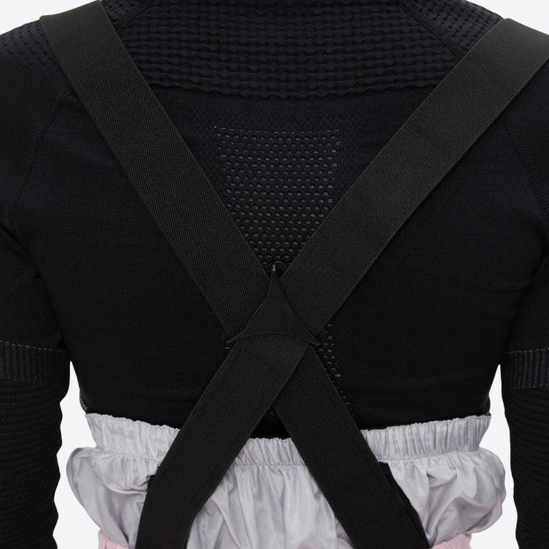 Women's quilted lining ski jacket with suspender bibs - light pink bib pants, for skiing and snowboarding