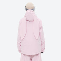 
                  
                    Women's 2-layer snowboard jacket and bibs - light pink jacket, on-model back view, for skiing and snowboarding
                  
                