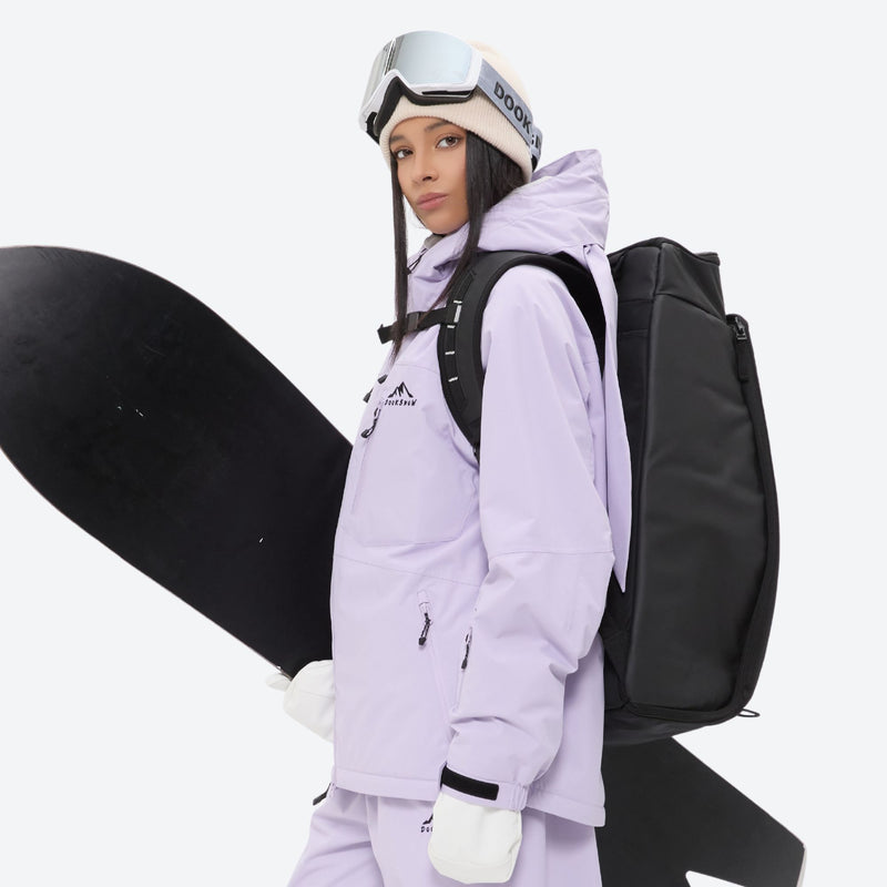 Women's 2-layer snowboard jacket and bibs - lavender jacket, for skiing and snowboarding