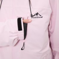 
                  
                    Women's quilted lining ski jacket with suspender bibs - light pink, for skiing and snowboarding
                  
                